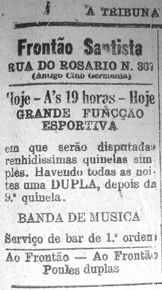 Anúncio publicado em A Tribuna em 26 de junho de 1922