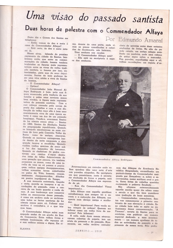 Entrevista original saiu na edição de janeiro de 1939 da revista Flamma