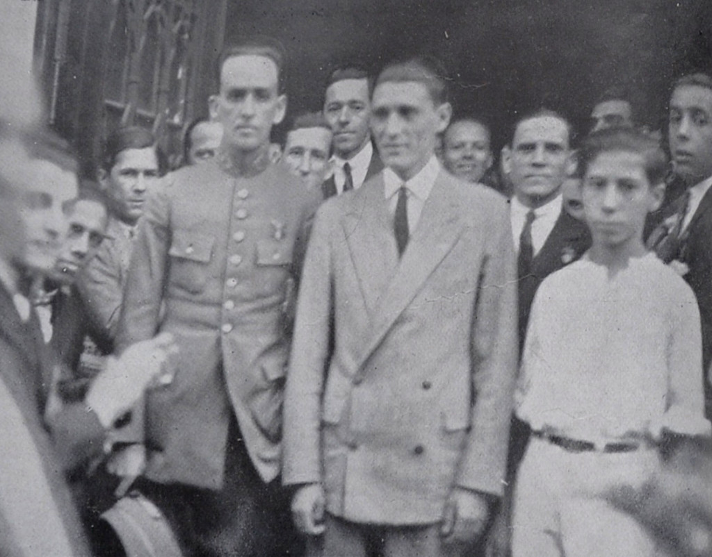 Ribeiro de Barros e o tenente Negrão, na Associação Comercial de Santos.