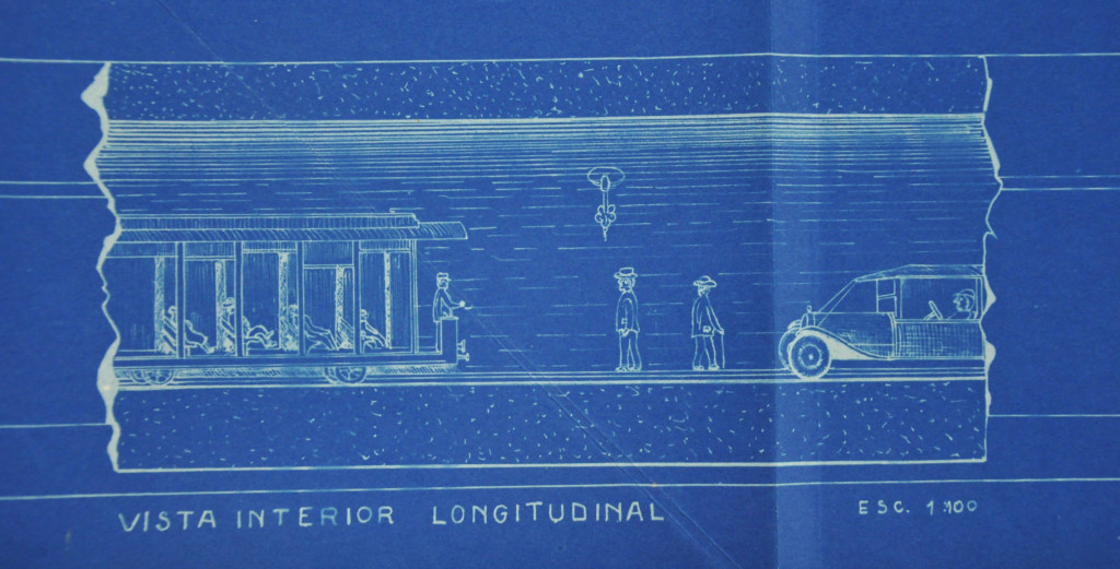 O túnel submarino também previa a passagem de pessoas à pé, conforme o desenho demonstra.