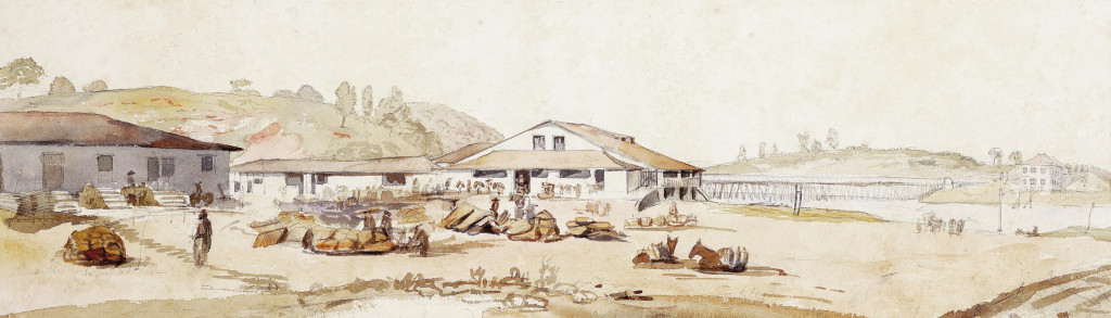 Cubatão e sua barreira fiscal, em 1827. Álbum Highcliffe, IMS.