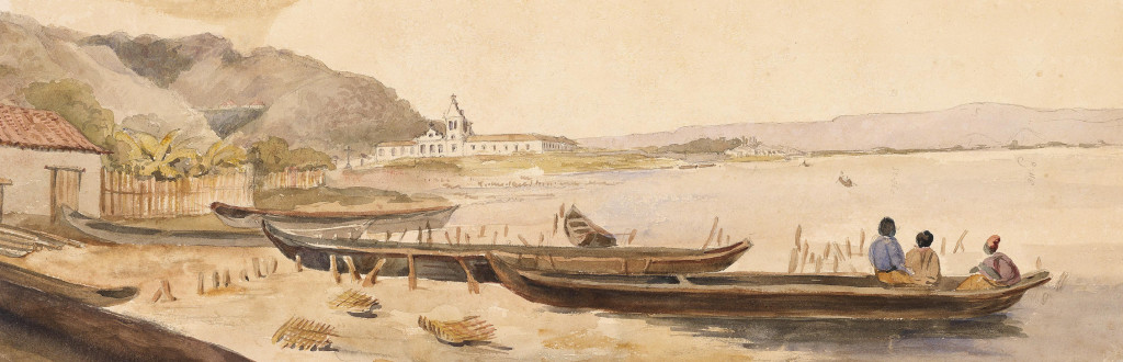 Imagem do Valongo, em 1827, na aquarela de Burchell. Álbum Highcliffe, IMS.