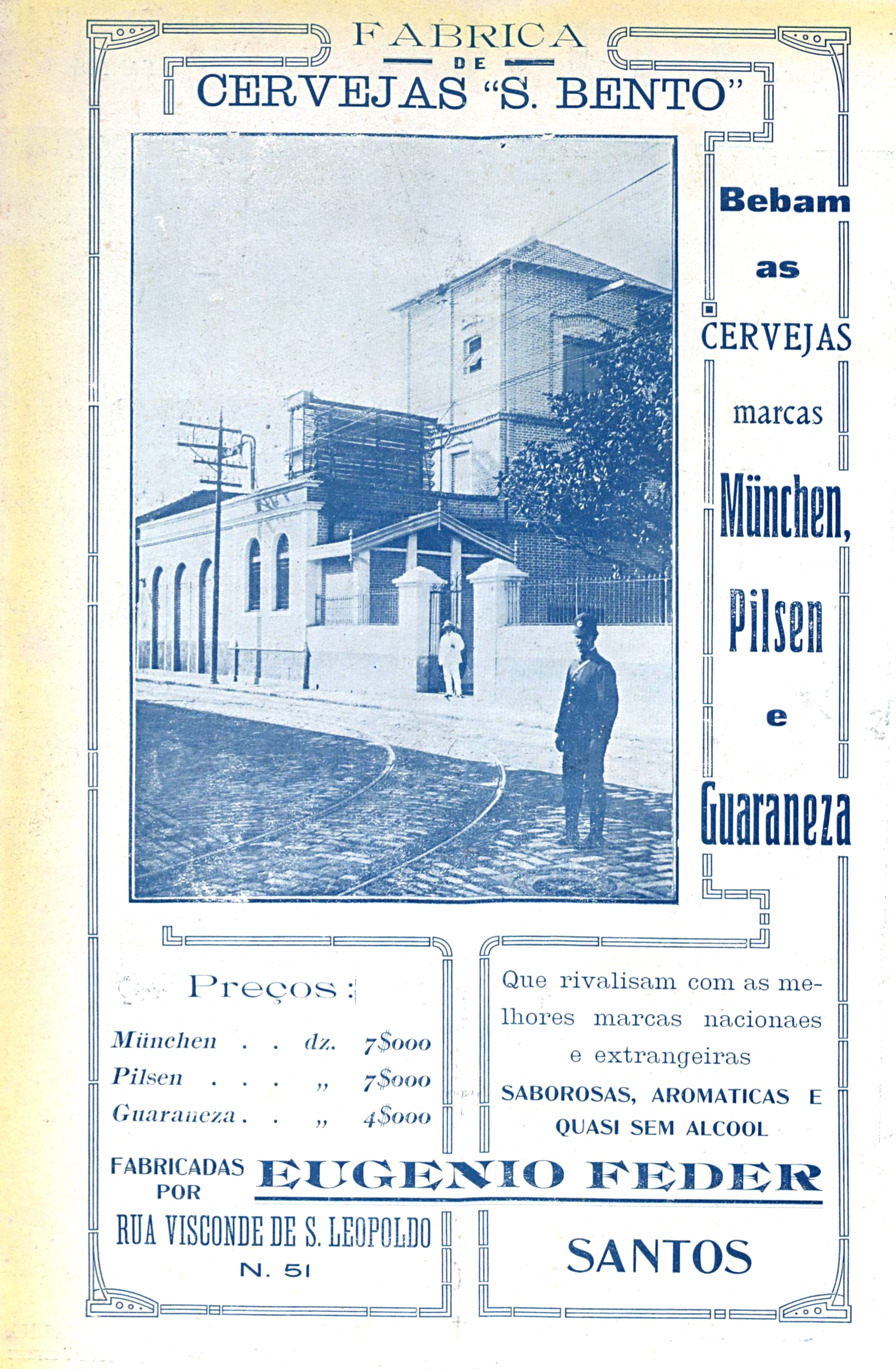 Anuncio da Cervejaria São Bento publicado na revista A Fita, de 1913.