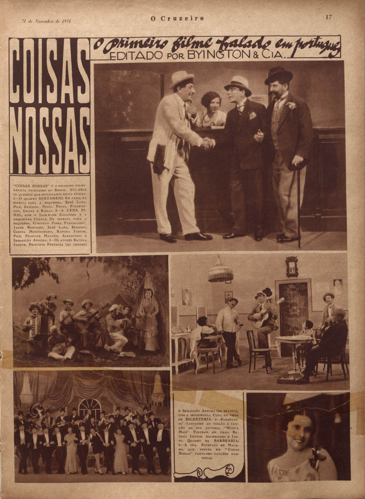 Cenas de Coisas Nossa, o primeiro filme falado produzido no Brasil, publicado na Revista O Cruzeiro, de 1931. 