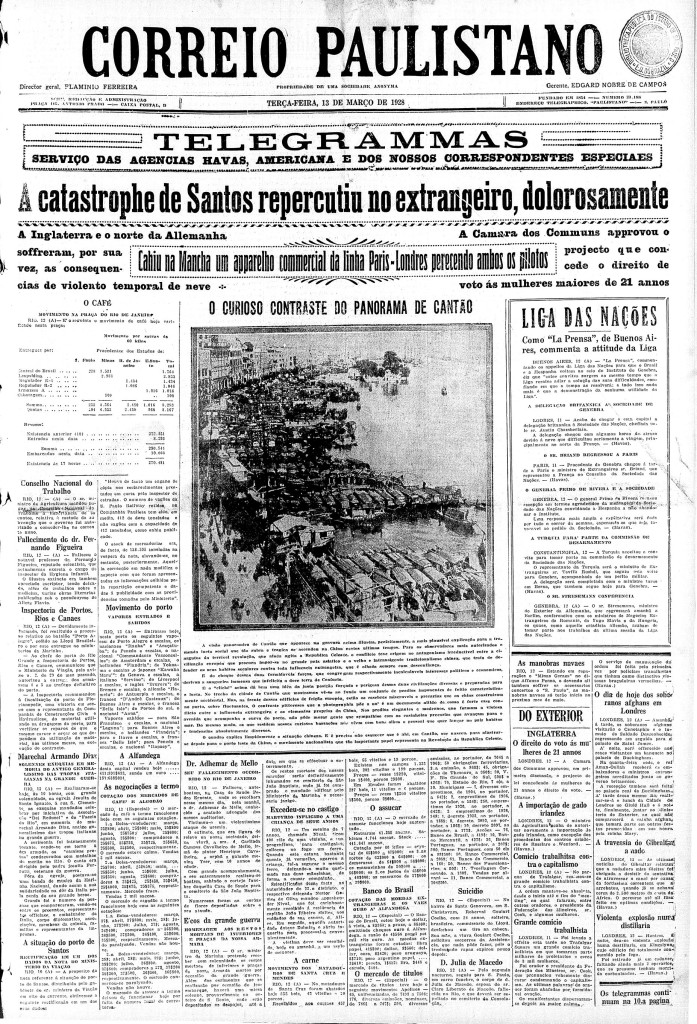 Os jornais brasileiros, como o Correio Paulistano destacaram a comoção internacional para o caso de Santos.